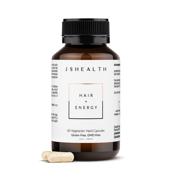 J S Health Hair + Energy 30 Vegetarian Capsules
