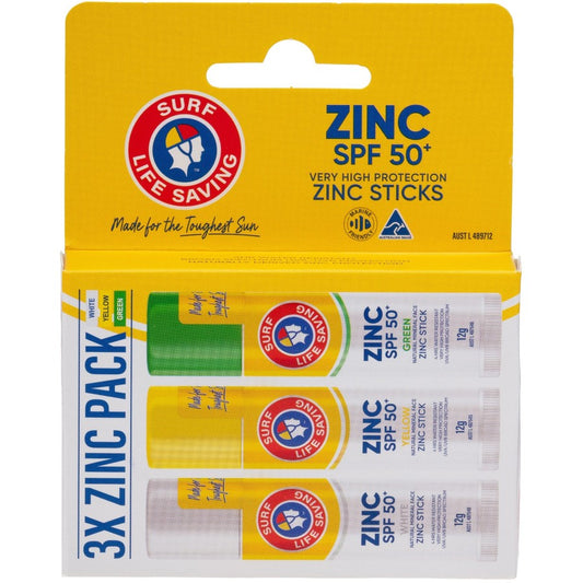Surf Life Saving SPF 50+ Zinc Stick Sunscreen 3 Pack 12g