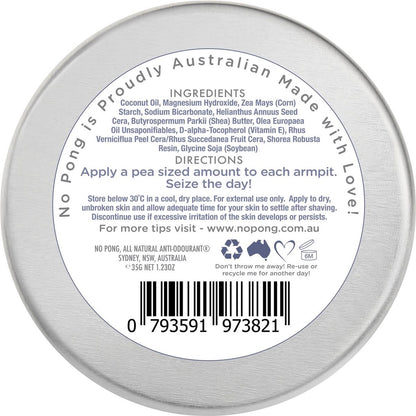 No Pong All Natural Deodorant Paste - Fragrance Free, Vegan for Teens Women Men