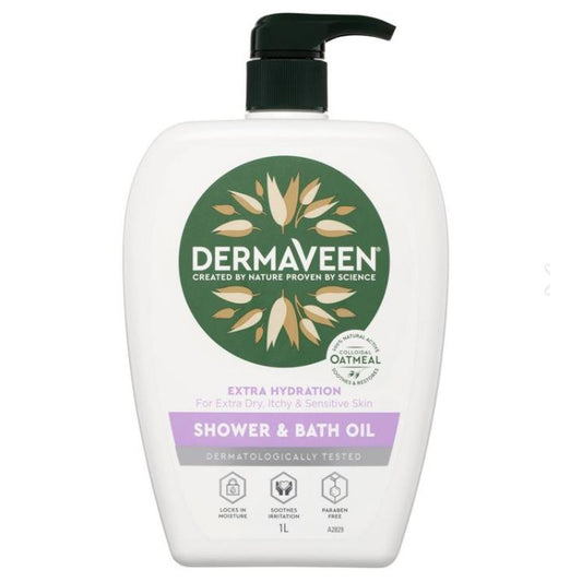 DermaVeen Extra Gentle Hydration Shower & Bath Oil 1 Litre 500ml