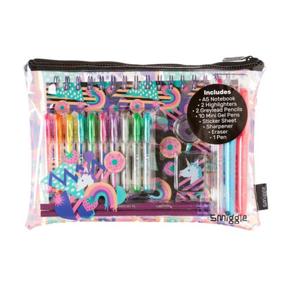 Smiggle Kids Essentials A5 Stationery Gift Pack Notebooks Pens Pencil Case Sticker Eraser