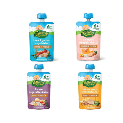 Raffertys Garden 6+ Months Source of Protein Range Baby Food Snack Pouch