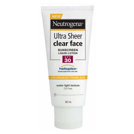 Neutrogena Ultra Sheer Clear Face Sunscreen Lotion SPF30+ 88mL