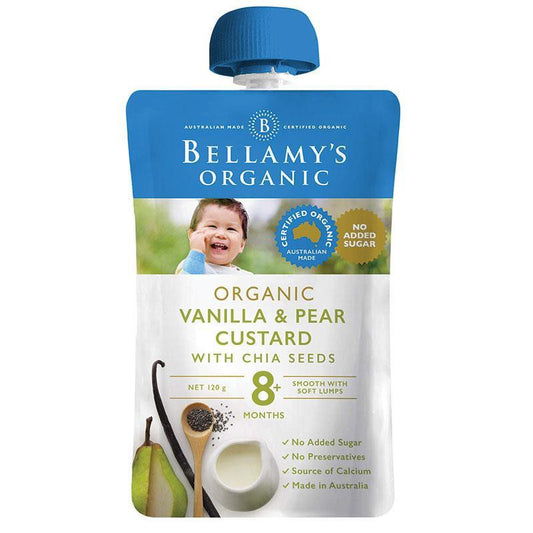 Bellamy's Organic 8+ Months Vanilla & Pear Custard with Chia Seeds