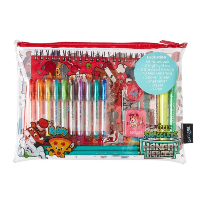 Smiggle Kids Essentials A5 Stationery Gift Pack Notebooks Pens Pencil Case Sticker Eraser
