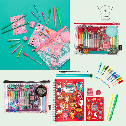 Smiggle Kids Essentials A5 Stationery Gift Pack Notebooks Pens Pencil Case Sticker Eraser