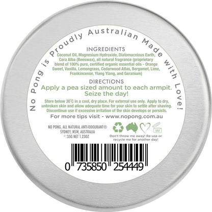 No Pong All-Natural Bi-Carb Free Deodorant Paste Sensitive Skin for Teens Women Men