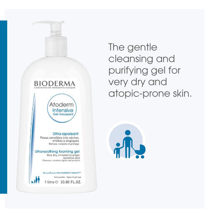 BIODERMA Atoderm Intensive Gel Moussant Foaming Cleanser Face Body Very Dry Skin 500 mL