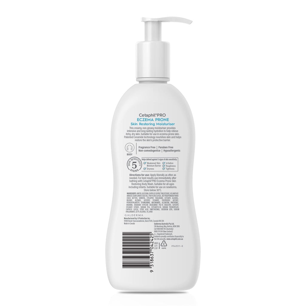 Cetaphil Pro Eczema Prone Skin Restoring Moisturizer 295mL Itchy Dry Skin
