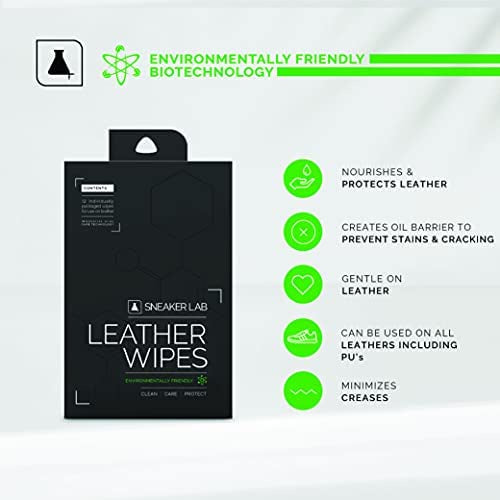 Sneaker LAB Leather Wipes Shoe Cleaner | 12 Individual Wipes Per Pack | 2 in 1 Cleaner & Conditioner