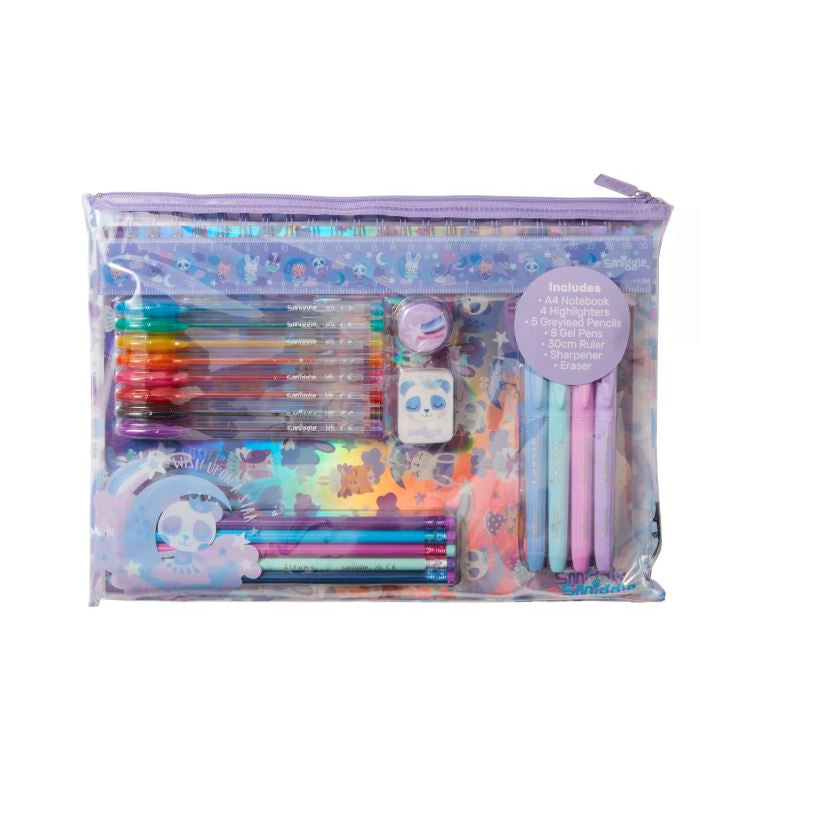 Smiggle Wish A4 Essentials Stationery Gift Pack - Pencils, Pens, Notebook, Eraser, Ruler
