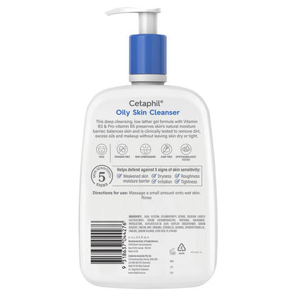 Cetaphil Oily Skin Cleanser 1.25L for Face and Body Sensitive Combination
