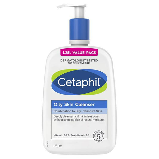 Cetaphil Oily Skin Cleanser 1.25L for Face and Body Sensitive Combination
