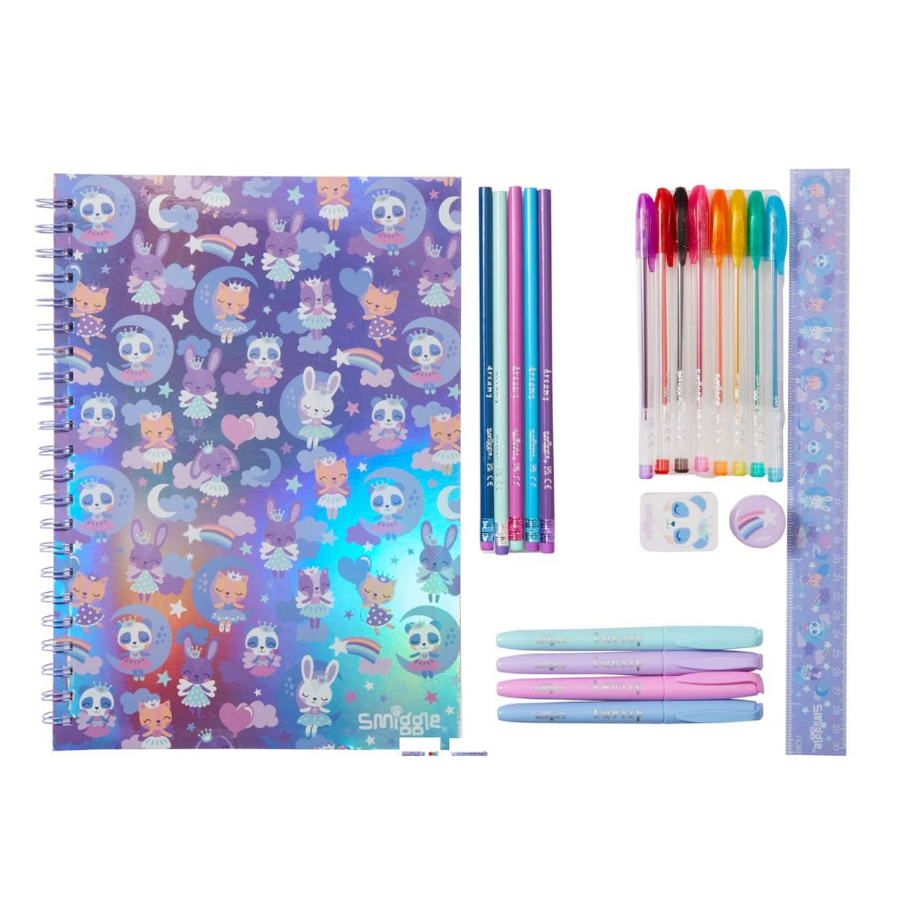 Smiggle Wish A4 Essentials Stationery Gift Pack - Pencils, Pens, Notebook, Eraser, Ruler