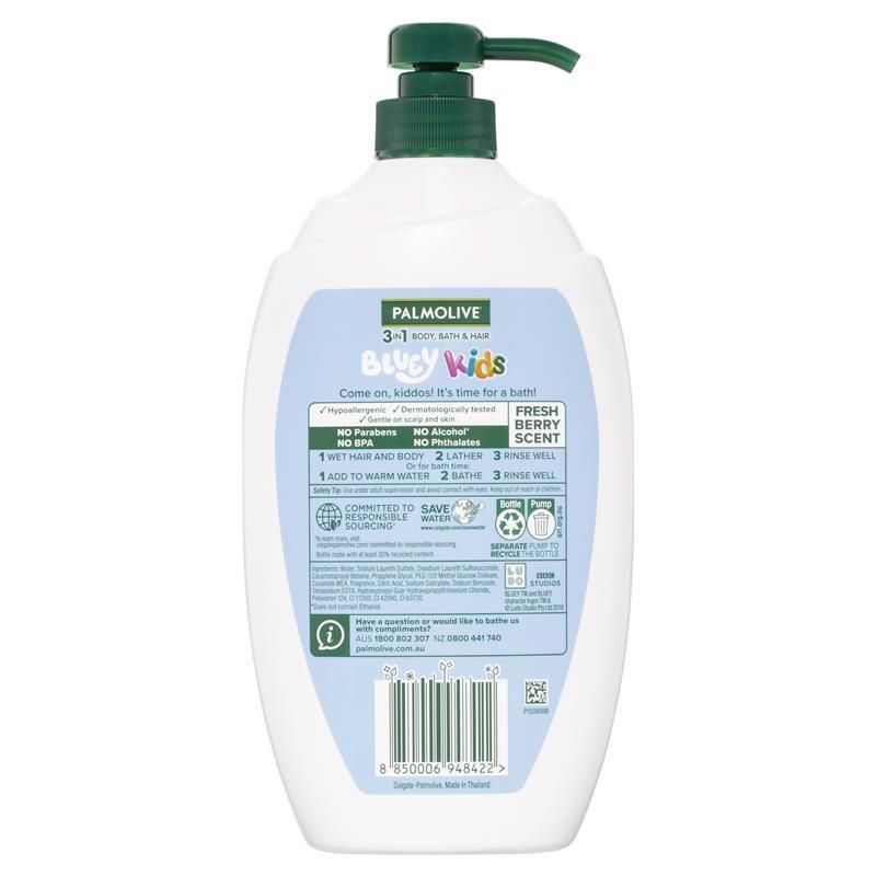 Palmolive Kids Bluey 3 in 1 Body Bath & Hair Shampoo Conditioner Berrylicious Scent
