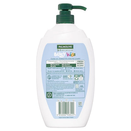 Palmolive Kids Bluey 3 in 1 Body Bath & Hair Shampoo Conditioner Berrylicious Scent