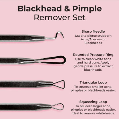 MCoBeauty Stainless Steel Blackhead and Pimple Extractor Remover Set