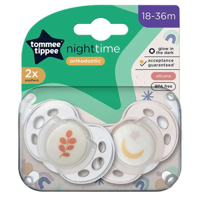 Tommee Tippee Closer To Nature Soother Dummy Pacifier Night Time 0-26 months 2 Pack