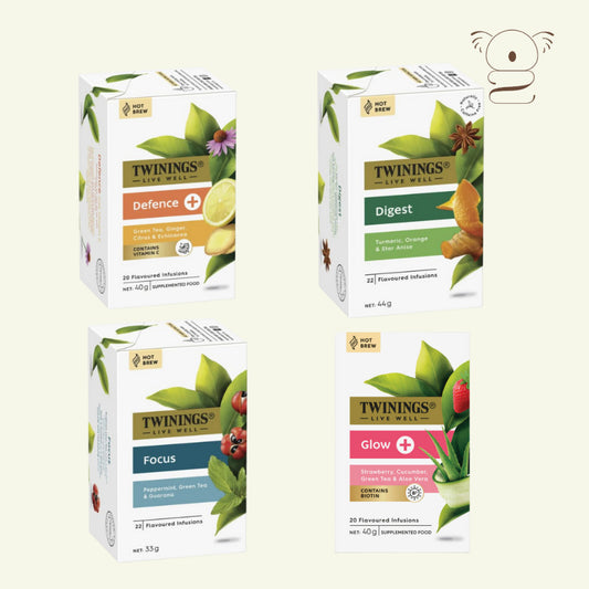 TWININGS Live Well Hot Brew Flavored Infusions GLOW | DEFENCE | DIGEST | SLEEP | FOCUS