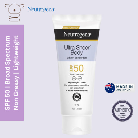 Neutrogena Ultra Sheer Body Lotion Sunscreen SPF 50 Water Resistant & Non-Greasy Lightweight 85ml