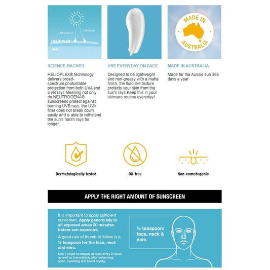 Neutrogena Ultra Sheer Face Fluid Facial Sunscreen SPF 50 Matte Non-greasy Non-shiny 40ml