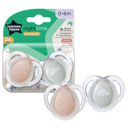 Tommee Tippee Closer To Nature Soother Dummy Pacifier Night Time 0-26 months 2 Pack
