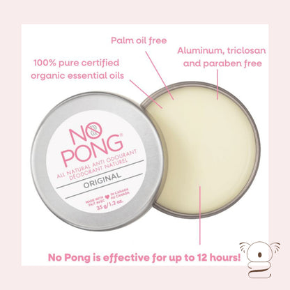 No Pong All Natural Underarm Deodorant Paste - Original for Teens Women Men