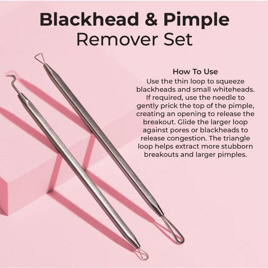 MCoBeauty Stainless Steel Blackhead and Pimple Extractor Remover Set