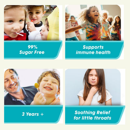 Difflam Kids Soothing Sore Throat Lollipops Lozenges Manuka Honey or Strawberry Flavor 10 pack
