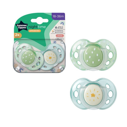 Tommee Tippee Closer To Nature Soother Dummy Pacifier Night Time 0-26 months 2 Pack