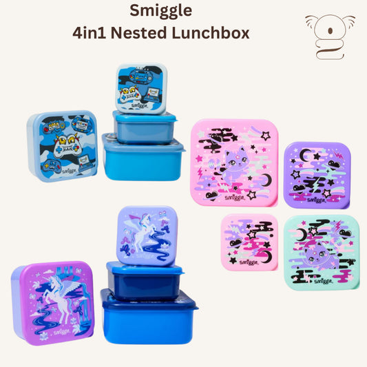 Smiggle 4in1 Nested Lunchbox Food Snack Container for Kids School Outing