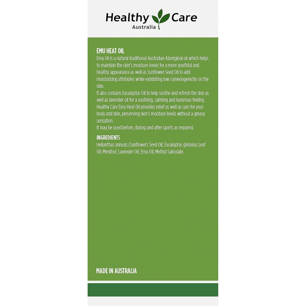 Healthy Care Emu Heat Oil with Eucalyptus Moisturize Muscle Pain Rub Exercise Recovery
