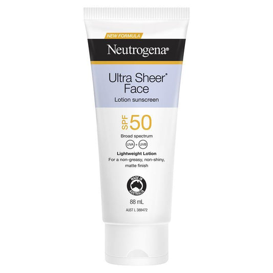 Neutrogena Ultra Sheer Face Lotion Sunscreen SPF 50 Non-greasy Non-sticky Matte Finish 88ml
