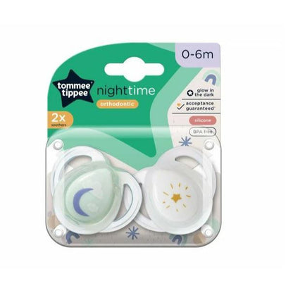 Tommee Tippee Closer To Nature Soother Dummy Pacifier Night Time 0-26 months 2 Pack