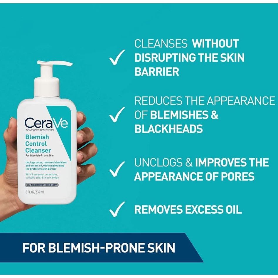CeraVe Blemish Control Salicylic Acid Cleanser for Acne-Prone Blackheads 236ml