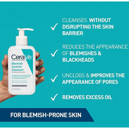 CeraVe Blemish Control Salicylic Acid Cleanser for Acne-Prone Blackheads 236ml