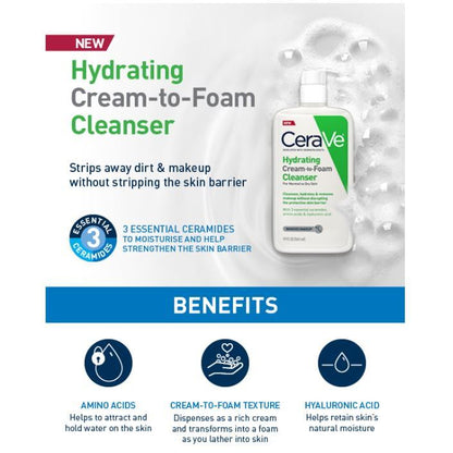 CeraVe Hydrating Cream to Foam Cleanser for Normal to Dry Skin 236ml