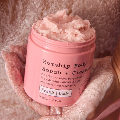 Frank Body Rosehip Body Scrub and Cleanser | Moisturize Hydrating Brightening Firming Exfoliating