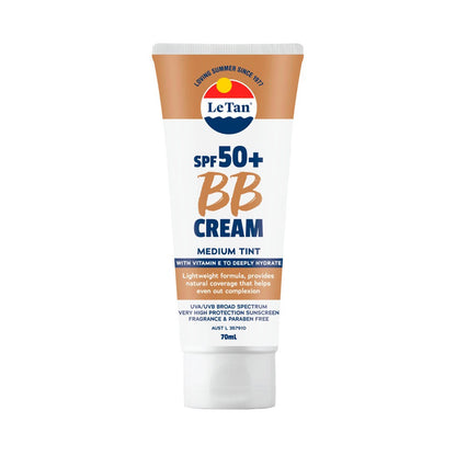 Le Tan SPF50+ BB Cream Tint 70ml SPF 50 Hydrating High Protection Broad Spectrum Light and Medium