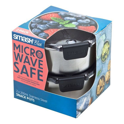 Smash Snack Microwave Safe Stainless Steel Pot 2 Pack