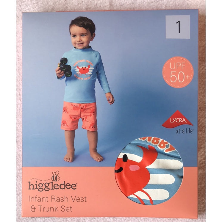 ALDI Higgledee Boys Infant Swimsuit Rashsuit Baby Size 0-2 years old
