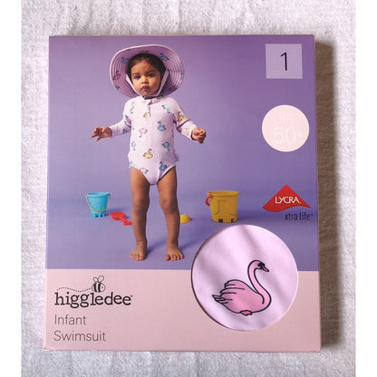 ALDI Higgledee Girls Infant Swimsuit One Piece Rash Set Baby Size 0-2 years old