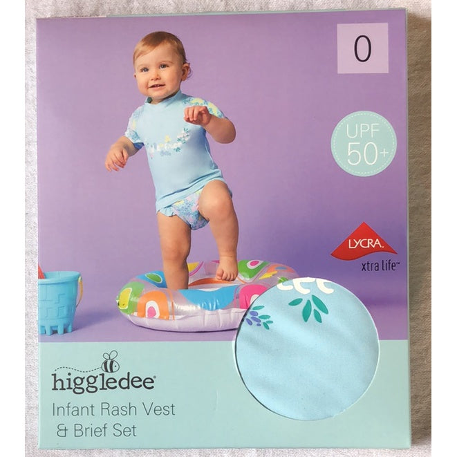 ALDI Higgledee Girls Infant Swimsuit One Piece Rash Set Baby Size 0-2 years old